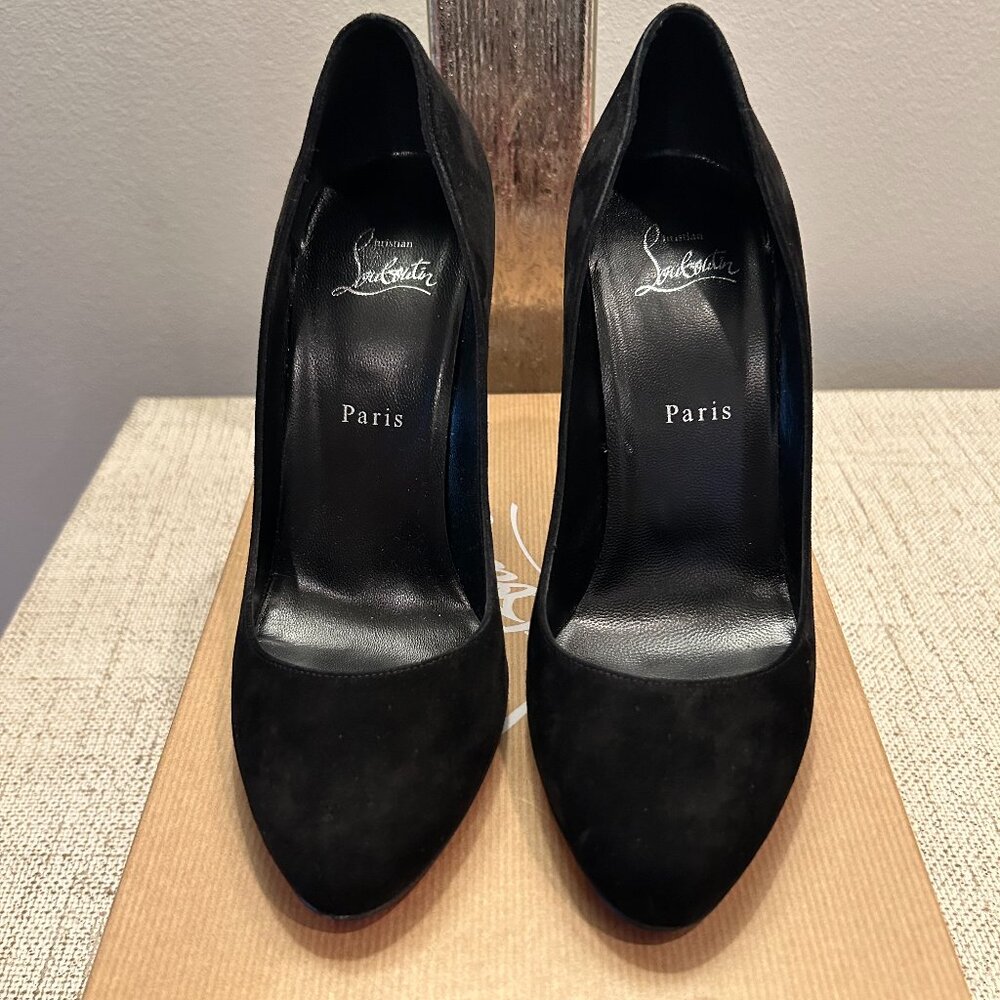 Christian Louboutin Dolly 100 MM Black Suede Pumps - Picture 2 of 7